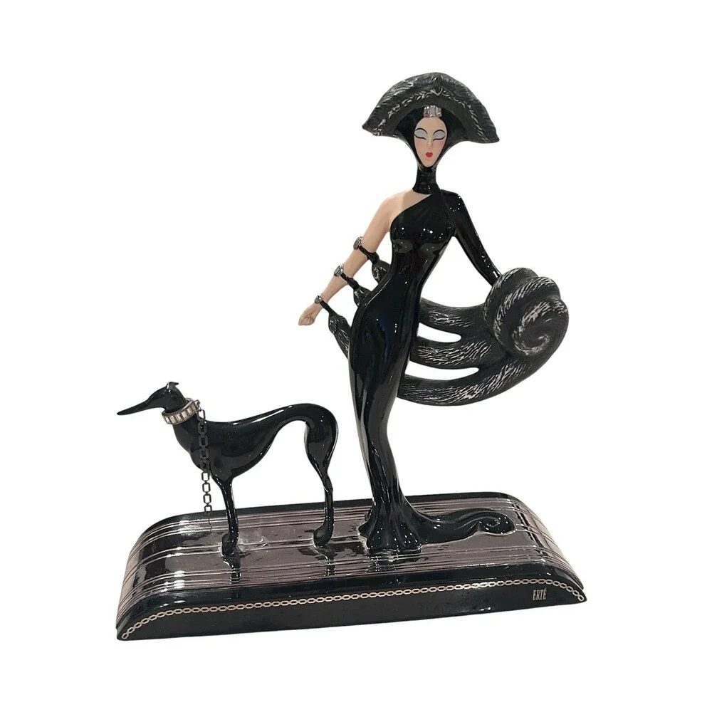 Vintage Franklin Mint House of Erte Porcelain Figure Statue Symphony In Black